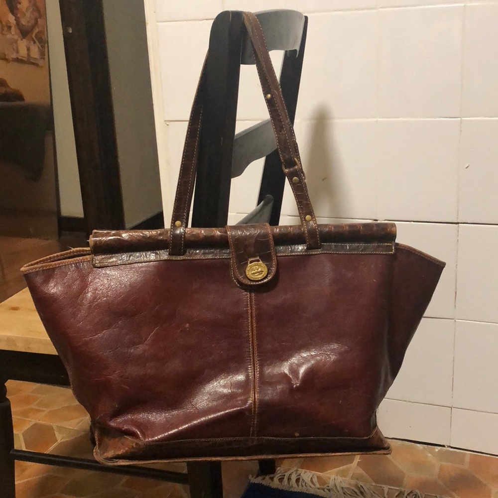 Vintage Brown Leather Tote